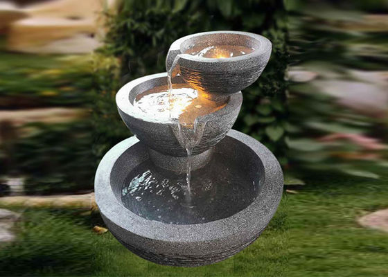 中国 ガラス繊維3のボールによって導かれる滝の噴水の自然な石造りの一見 サプライヤー